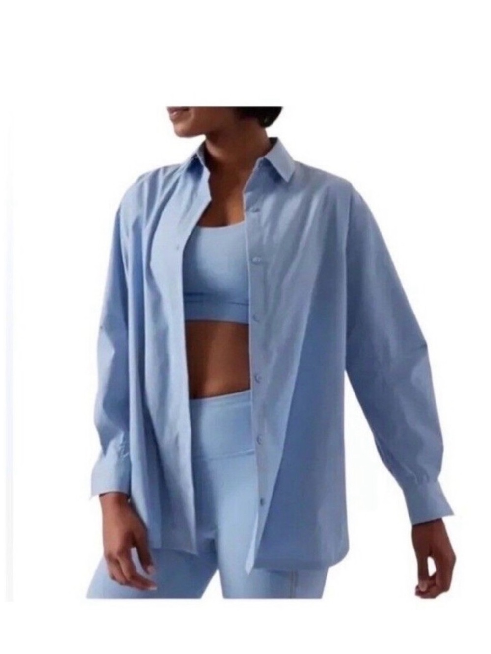 Athleta Light Blue Poplin Shirt. small